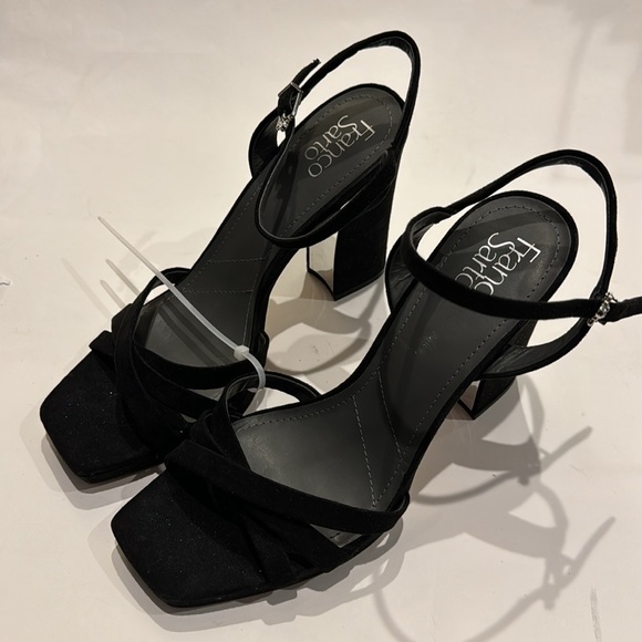 Franco Sarto NWT Damaris Faux Leather Black Heeled Sandals no box - Picture 7 of 8